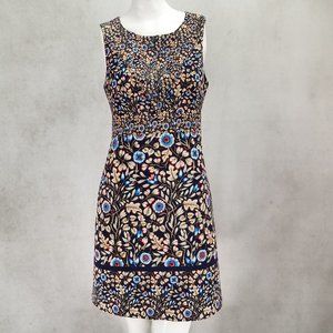 Anthropologie Floral Embroidered Mini Dress - Black and Blue